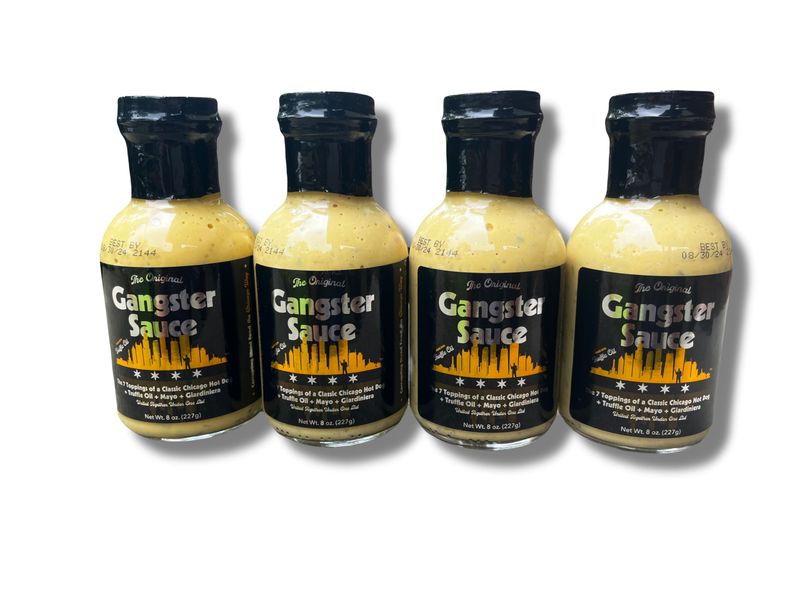 Gangster Sauce Chicago Aioli Chicago Sauce Giardiniera Mayo Truffle Oil Finishing Sauce Creamy Sauce Burger Sauce Dipping Sauce Sandwich Spread Big Fork (8 oz., 4 bottles)