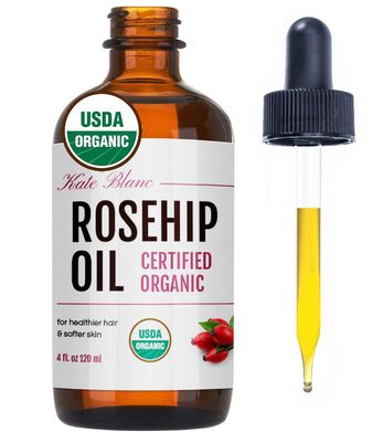 Kate Blanc Cosmetics Rosehip Oil for Face &amp; Skin (4oz, Organic, Pure, Cold Pressed) Rosehip Seed Face Oil for Facial &amp; Gua Sha Massage