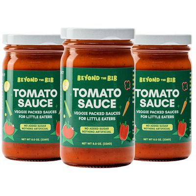 Beyond the Bib - Toddler and Kids Healthy Meal Sauces and Dips - Made with Vegetables, No Added Sugar, No Salt, No Artificial Ingredients - Ready to Eat - For 24 Months (Tomato Sauce - 3 Pack)