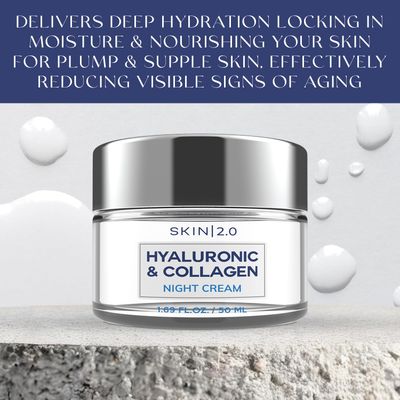 Skin 2.0 Korean Hyaluronic Acid & Collagen Face Moisturizer - Dermatologist Tested, Ultra Hydrating, Anti-Aging, Clean Beauty, Cruelty-Free Korean Skincare for All Skin Types - 1.69 Fl oz