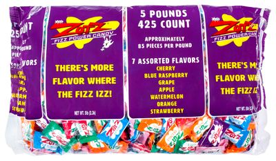 Zotz Fizzy Bulk Candy (Assorted, 425 Units)- Hard Candy Individually Wrapped- Assorted Fruit Flavors, Cherry, Watermelon, Strawberry, Blue Raspberry, Apple, Orange &amp; Grape- From Italy Since 1970