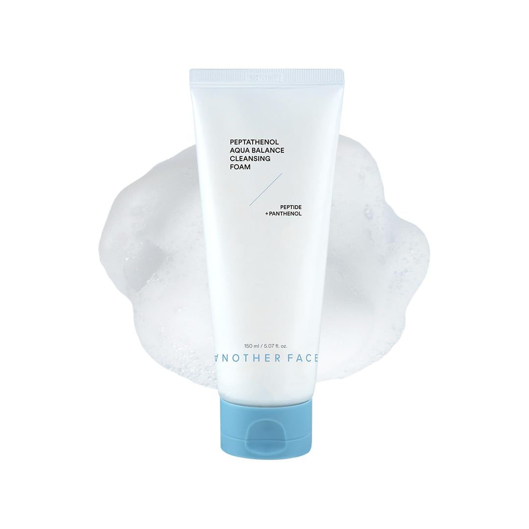 ANOTHERFACE PEPTATHENOL Aqua Balance Cleansing Foam 5.07 Fl. Oz., Daily Low pH Facial Deep Cleanser, Cleansing Sunscreen, Hydrating Bubble Foam, Korean Skin Care, Mild for Sensitive Skin, Vegan