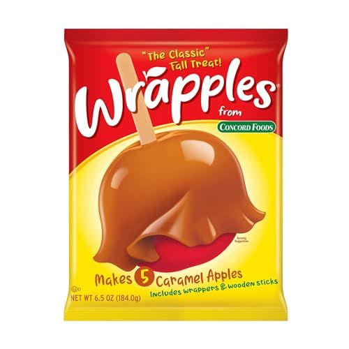 Concord Foods Wrapples Caramel Apple Wraps, Easy Caramel Treats at Home - Includes Wraps and Sticks for Delicious Apples! 6.5 oz (Pack of 1)
