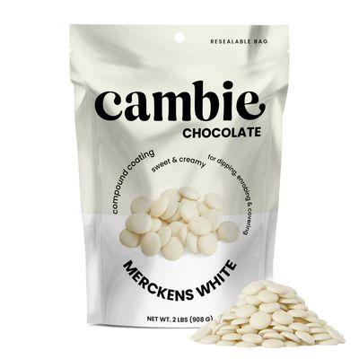 Merckens White Chocolate Melting Wafers by Cambie, White Melting Chocolate, Candy Melts &amp; Baking. Chocolate, For Dipping, Covering, Desserts &amp; Baking, 2 lb