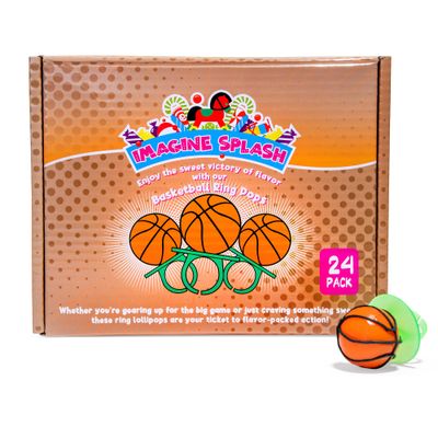 Basketball Ring Pops - Pack of 24 - Orange Flavored, Wearable Candy for Kids - Individually Wrapped Party Favors &amp; Game Day Treats