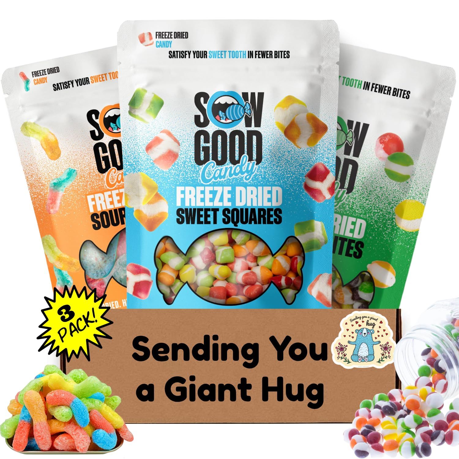 Hangry Kits Sending a Giant Hug Gifts For Men And Women - Send-A-Hug Gift Basket Care Package for Men, To A Friend Or Loved One In Hospital, After Surgery Or Sickness. Recovery. Delicious Variety Of