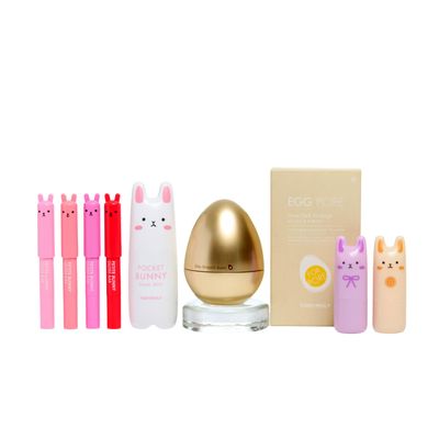 TONYMOLY Big Bunny Easter Basket Stuffers Gift Set - K-Beauty skincare with Pocket Bunny Mist, Perfume Bars, Bunny Fruity Lip Gloss &amp; Skincare - Gift for Teens, Mom &amp; Beauty Lovers