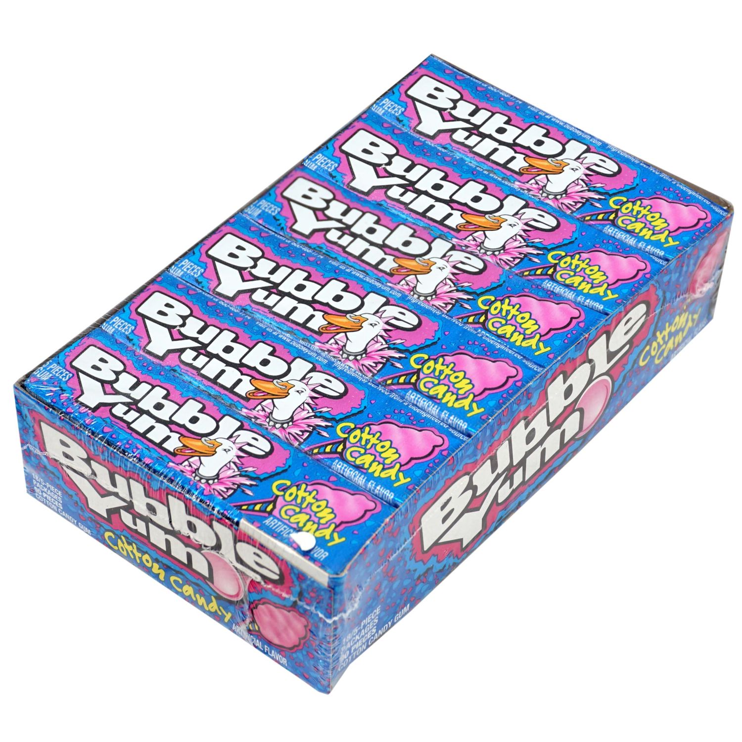 Bubble Gum Cotton Candy Flavored Gum, 18 Packs of 5 Pieces Each (90 Pieces Of Gum)