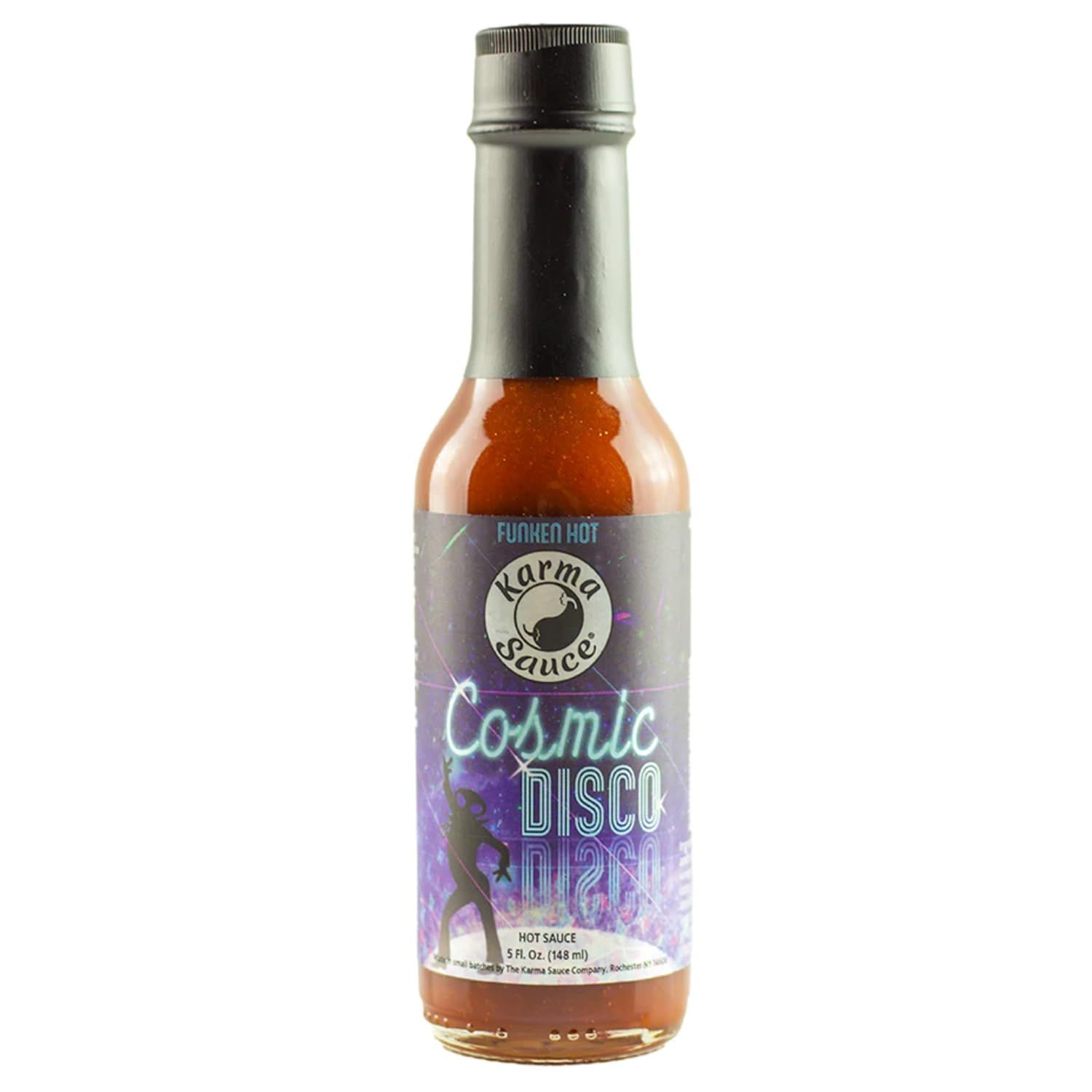 Cosmic Disco by Karma Sauce, Medium-Heat Hot Sauce With Flavors of Ghost Pepper, Jalapenos &amp; Garlic, Made With All Natural Ingredients, 5 fl oz Bottle (1-Pack)
