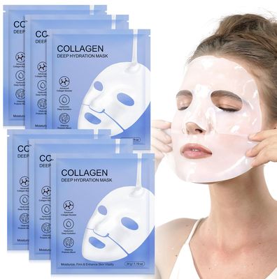 Collagen Face Mask, Bio-Collagen Deep Hydrating Overnight Mask with Hyaluronic Acid, Anti Wrinkle Lifting Mask for All Skin Types, Anti Aging Facial Mask,Pore-Minimizing,Firming&amp;Elasticity(6 PCS)