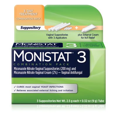 Monistat 3 Day Yeast Infection Treatment for Women, 3 Miconazole Suppository Inserts &amp; External Monistat Anti-Itch Cream Bundle