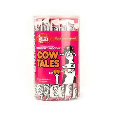 Goetze&#39;s Candy Strawberry Smoothie Cow Tales - 2.25 Pound Canister (36 Ounces) - Fresh from the Factory