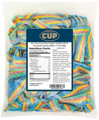 By The Cup Sour Power Quattro Multi Flavored Candy Belts, 1.6 lb Bulk Bag