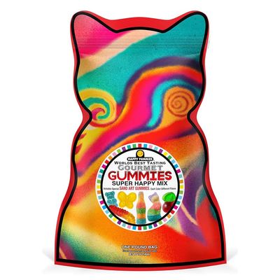 Happy Yummmies Sand Art Gummy Mix, Multi Flavor Bears, Worms, Candy Snacks, Gourmet Candies, with fun Resealable Bag - 1lb