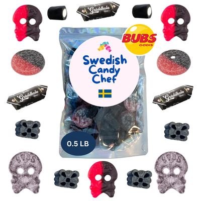 Swedish Candy Chef Licorice Candy Mix- Lakrits - Hand Packed in Sweden - .5LB