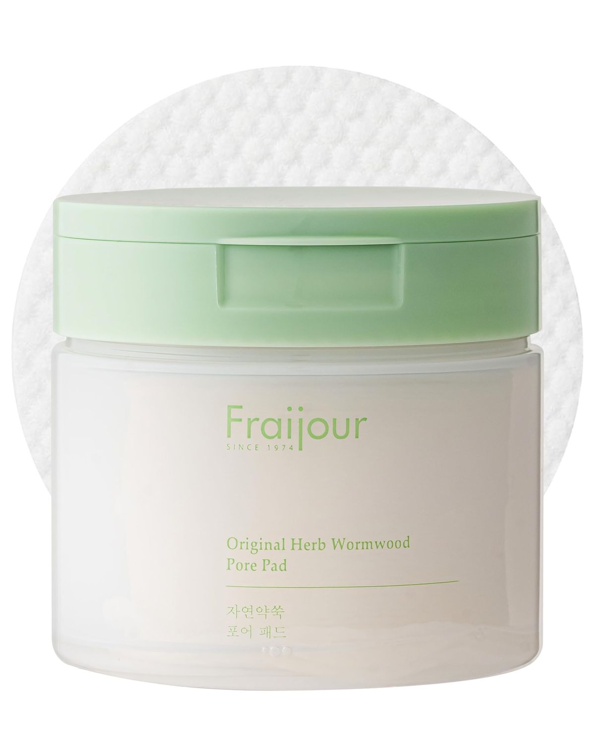 Fraijour Herb Wormwood Pore Pads - Korean Exfoliating Face Toner Pad for Pore Tightening, Blackhead &amp; Sebum Control, AHA BHA &amp; Papaya, Low pH, Vegan, 60 Pads, 5.74 fl.oz.