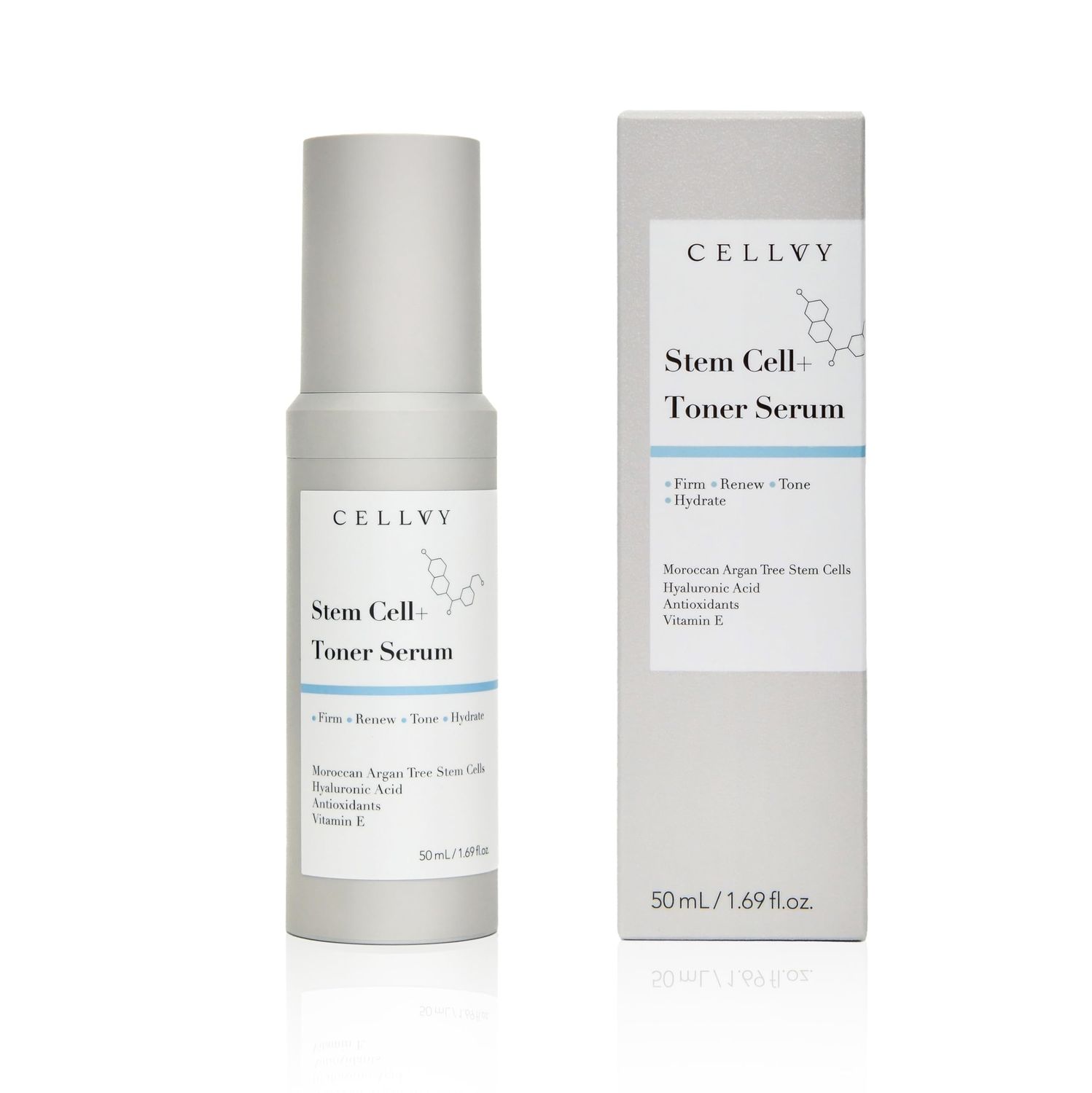 CELLVY Stem Cell Toner Serum w/Moroccan Argan Tree Stem Cells, Korean Taiwanese Skincare w/Hyaluronic Acid &amp; Antioxidants, Firming, Hydrating, Anti-Aging, Boosts Collagen Production