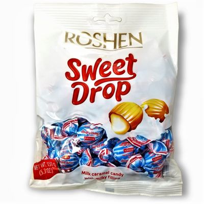 Roshen Caramel Candy Sweet Drop with Milky Filling, Delicious, Flavorful Sweets 150g/5.29oz Pack of 1