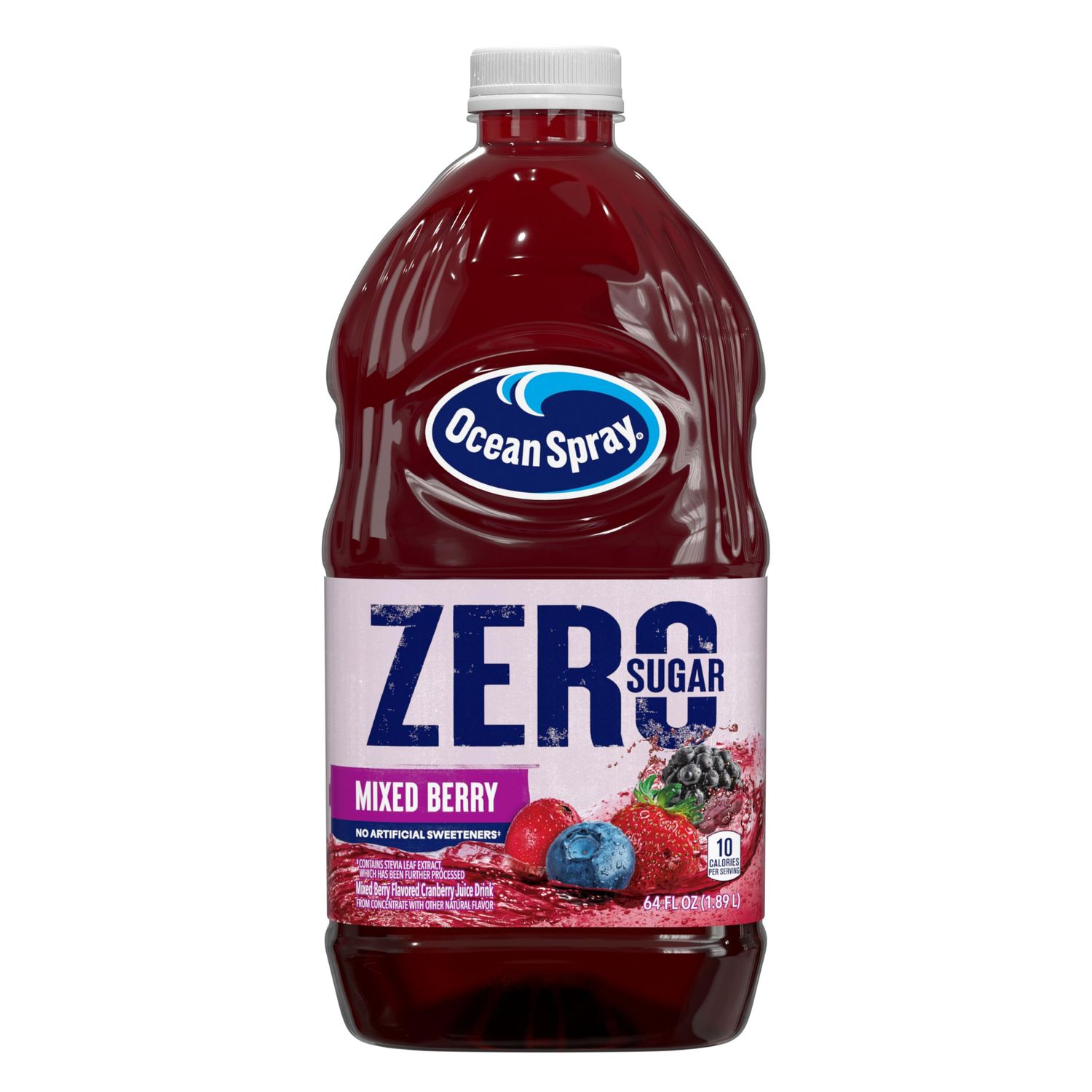 Ocean Spray ZERO Sugar Mixed Berry Juice Drink, Cranberry Juice Drink Sweetened with Stevia, 64 Fl Oz Bottle