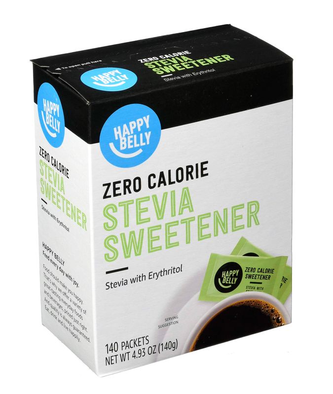 Amazon Brand - Happy Belly, Zero Calorie Stevia Sweetener powder, 140 Packet, 4.93 ounce (Pack of 1) (Previously Sugarly Sweet)