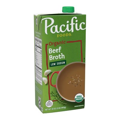 Pacific Foods Low Sodium Organic Beef Broth, 32 oz Carton