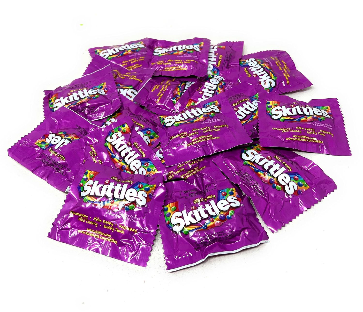 ASSORTIT X Skittles Collab Wild Berry Flavor Candy Coated Fruit Chew Fun Size 1 Lbs Individually Wrapped Bulk Purple Party Assortment 25 Bite Size Mini Packs In Resealable Bag (16 Oz)