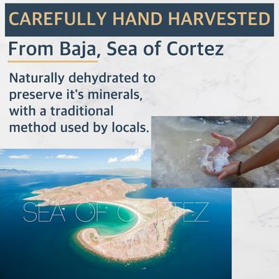 All Goods Products Baja Mineral Sea Salt - Fine Grain, 8 oz, 100% Natural, Hand-Harvested, Loaded with 90 Essential Minerals, 30% Less Sodium, Kosher, Unrefined.