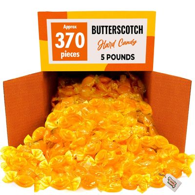 BUTTERSCOTCH Hard Candy 5 lb - Individually Wrapped, Bulk Old Fashioned Candy in Resealable Bag, Classic Creamy Buttery Flavor, Long-Lasting Crunch