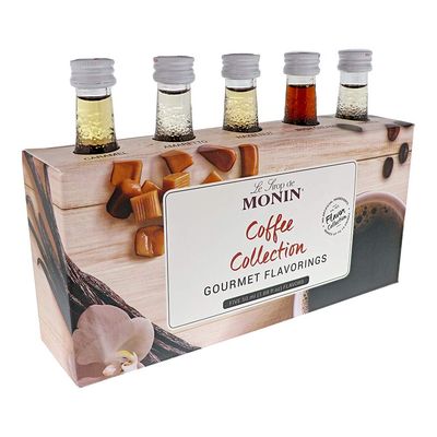 Monin - Gourmet Flavorings Premium Coffee Collection, Great for Coffee, Tea, and Lattes, Non-GMO, Gluten-Free (Caramel, Amaretto, French Hazelnut, Irish Cream, Vanilla) 50 ml Per Bottle