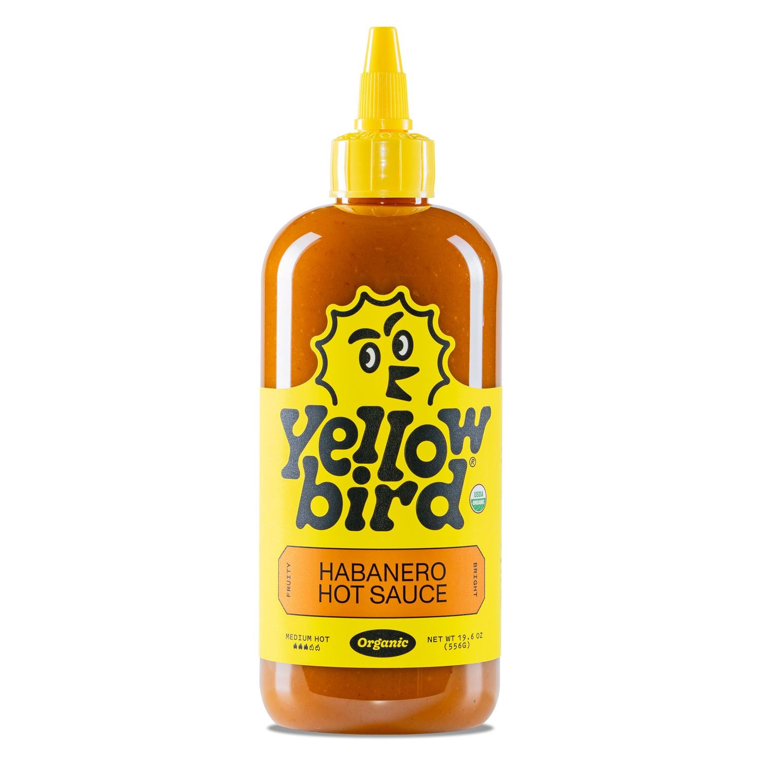 Yellowbird Organic Habanero Hot Sauce - Medium Hot - Vegan Habanero Sauce Made with Carrots, Garlic and Tangerine - Gluten-Free &amp; Non-GMO Organic Hot Sauce - Tabletop Size - (19.6 oz, 1 Count)