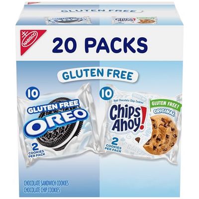 OREO Chocolate Sandwich Cookies &amp; CHIPS AHOY! Chocolate Chip Cookies Gluten Free Cookies Variety Pack, 20 Snack Packs