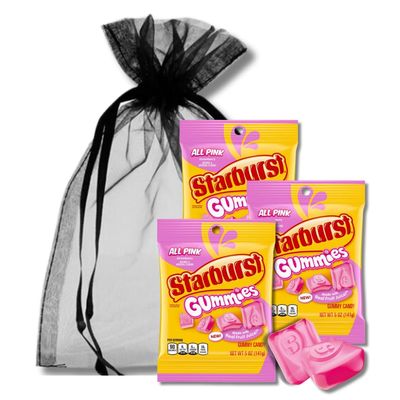 Starburst Gummies - All Pink - Classic Strawberry Starburst Flavor Now In Gummies! - Gift Pack of 3, 5 oz. Bags By Lyza&#39;s Sweets &amp; Treats