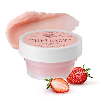 SKINFOOD Strawberry Sugar Lip Scrub Mask, Exfoliating Lip Care, Hydrating Korean Lip Product for Soft &amp; Smooth Lips, Deep Nourishment Mild Sugar Scrub Vegan (0.71 fl. Oz.)