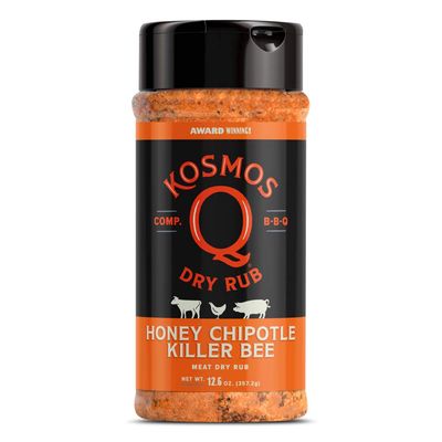 Kosmos Q Honey Chipotle Killer Bee BBQ Dry Rub - Sweet &amp; Spicy Pork Rub Seasoning for Ribs, Chicken, and Pulled Pork Seasoning - All-Natural Flavor for Smoking and Grilling (12.6 oz)