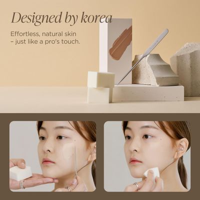 Korean Piccasso Makeup Spatula Sponge 2P Set - Professional Makeup Tools with Precision Spatula and 2 Soft Sponges, Perfect for Blending Foundation, Makeup for a Flawless Finish, K-Beauty