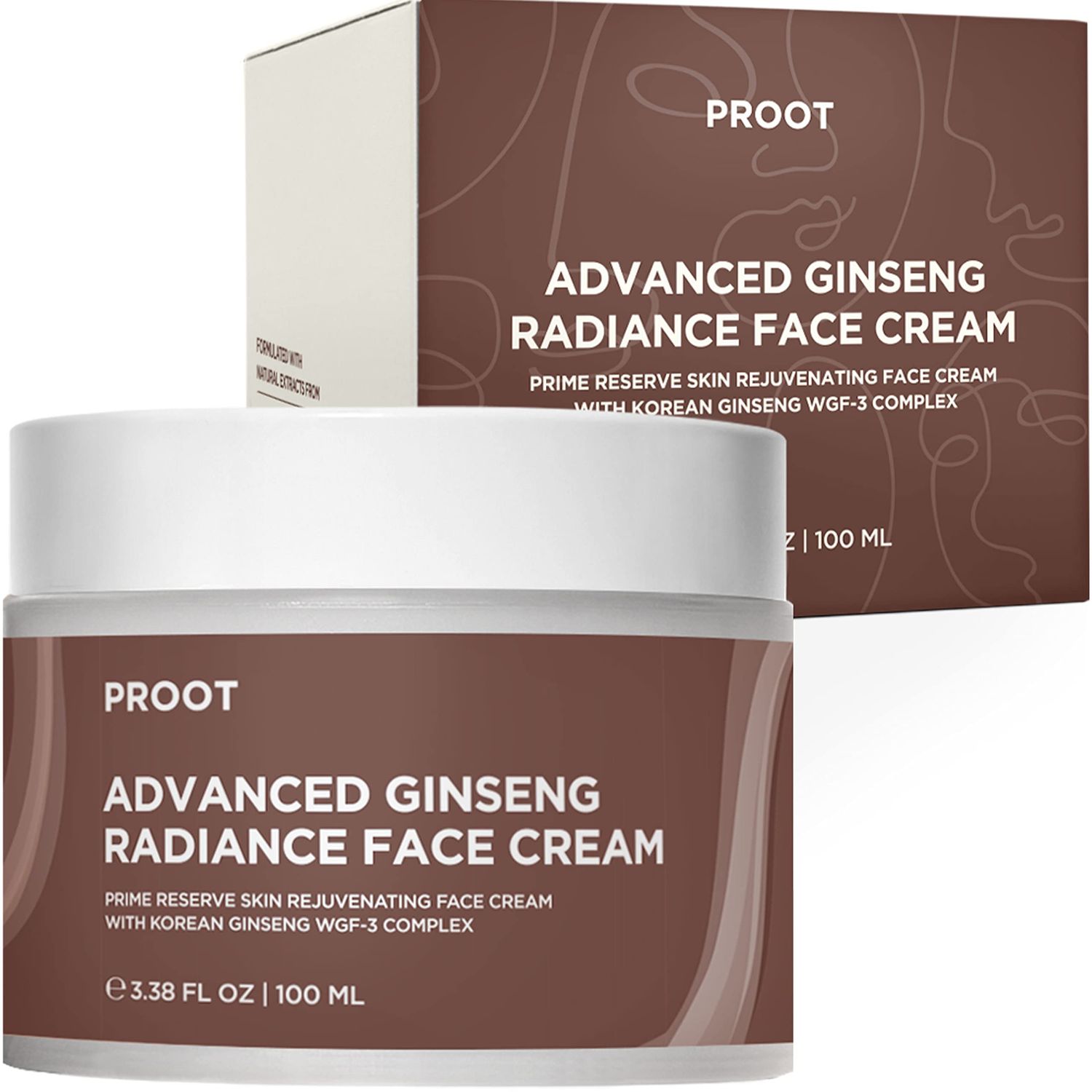 PROOT Ginseng Face Cream Advanced Radiance Face Moisturizer With Korean Panax Ginseng Korean Ginseng Face Cream with 54% Korean Ginseng Extracts Use with Ginseng Serum for the Best Results