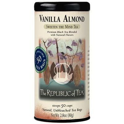 The Republic of Tea - Vanilla Almond Black Tea Tin, 50 Tea Bags, Naturally Caffeinated