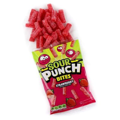 Needzo Sour Punch Bites, Soft and Chewy Candy, 5 Ounces, Pack of 3 (Strawberry)