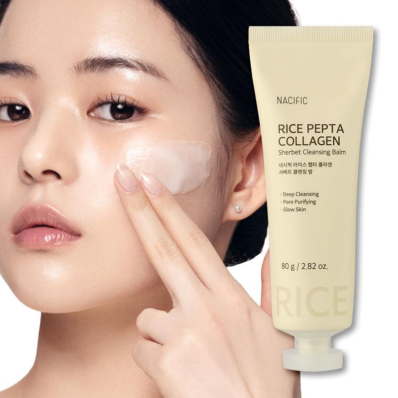 NACIFIC Rice Pepta Collagen Sherbet Cleansing Balm 2.82oz. 80g Makeup Remover Korean Skincare Deep Cleansing Face Cleanser Pore Purifying Glow Glass Skin Non greasy For All Skin Types