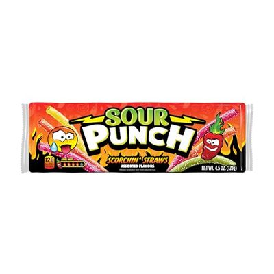 Sour Punch Scorchin&#39; Straws 4.5oz Tray Single