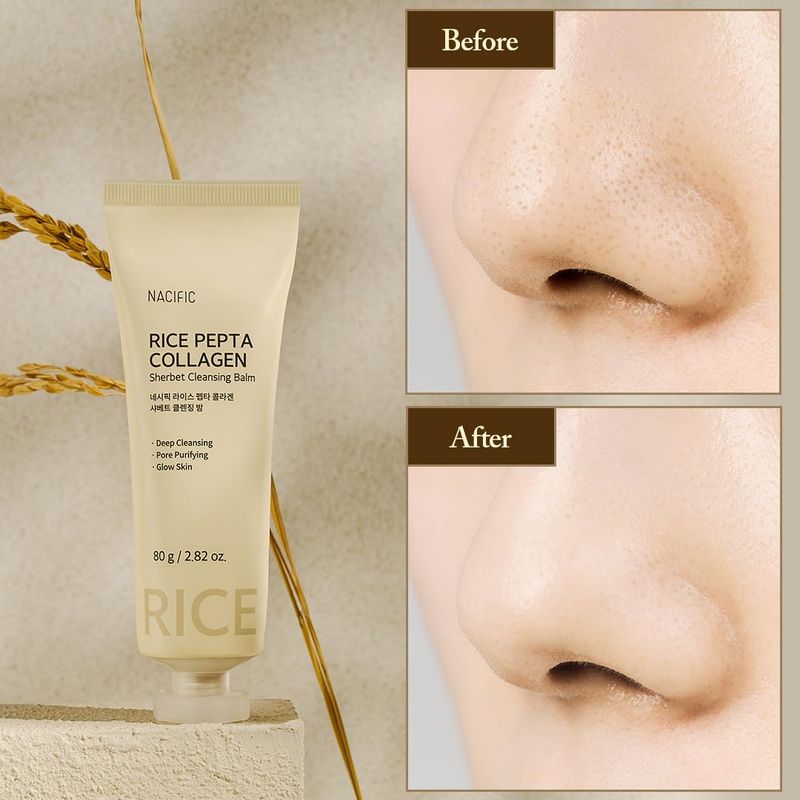 NACIFIC Rice Pepta Collagen Sherbet Cleansing Balm 2.82oz. 80g Makeup Remover Korean Skincare Deep Cleansing Face Cleanser Pore Purifying Glow Glass Skin Non greasy For All Skin Types