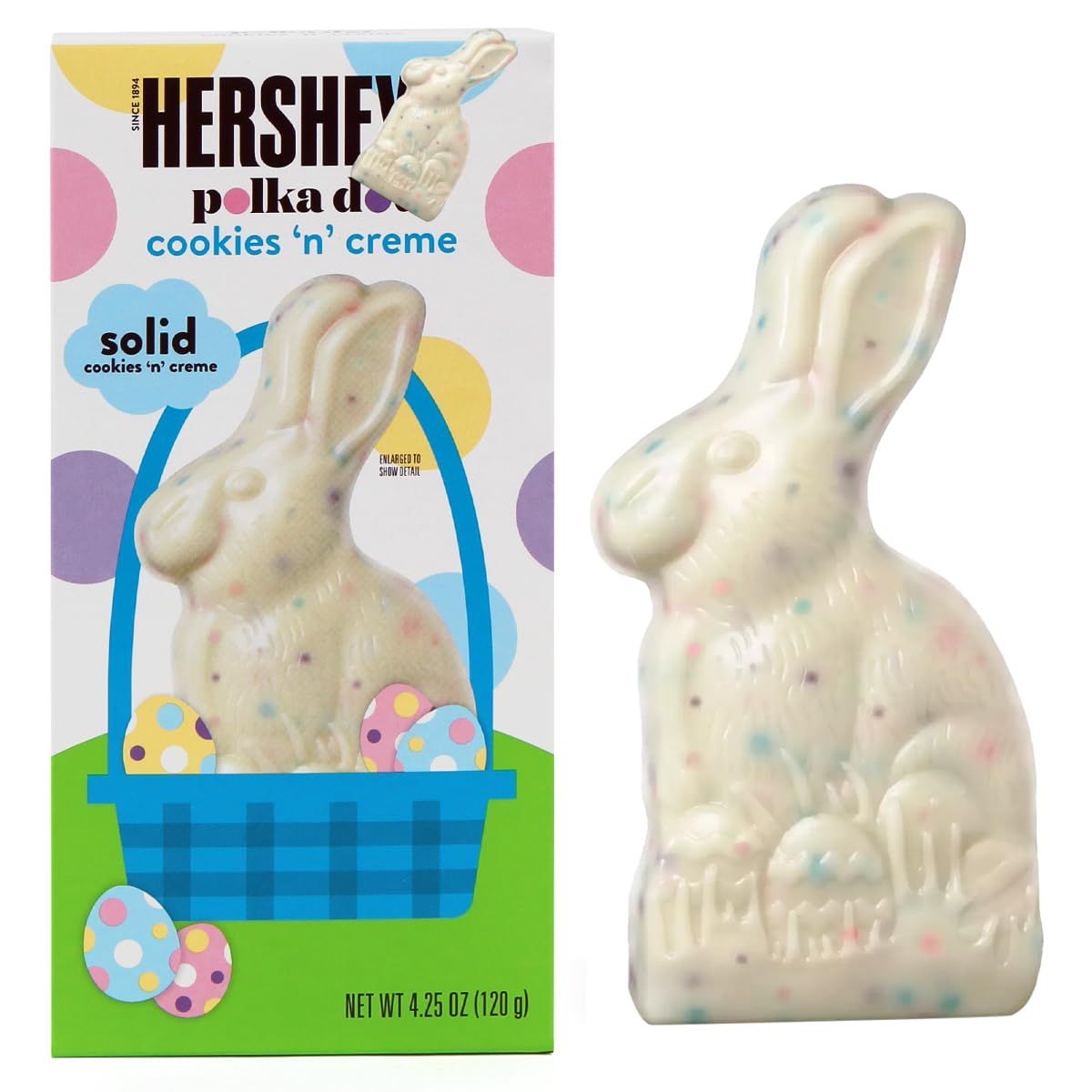 HersheysChocolate Bunny Cookies &#39;n&#39; Creme Polka Dot, Chocolate Bunny Bulk Each 4.25oz, Perfect For Easter Celebrations, Ideal Easter Chocolate For Egg Hunts, (1 Count)