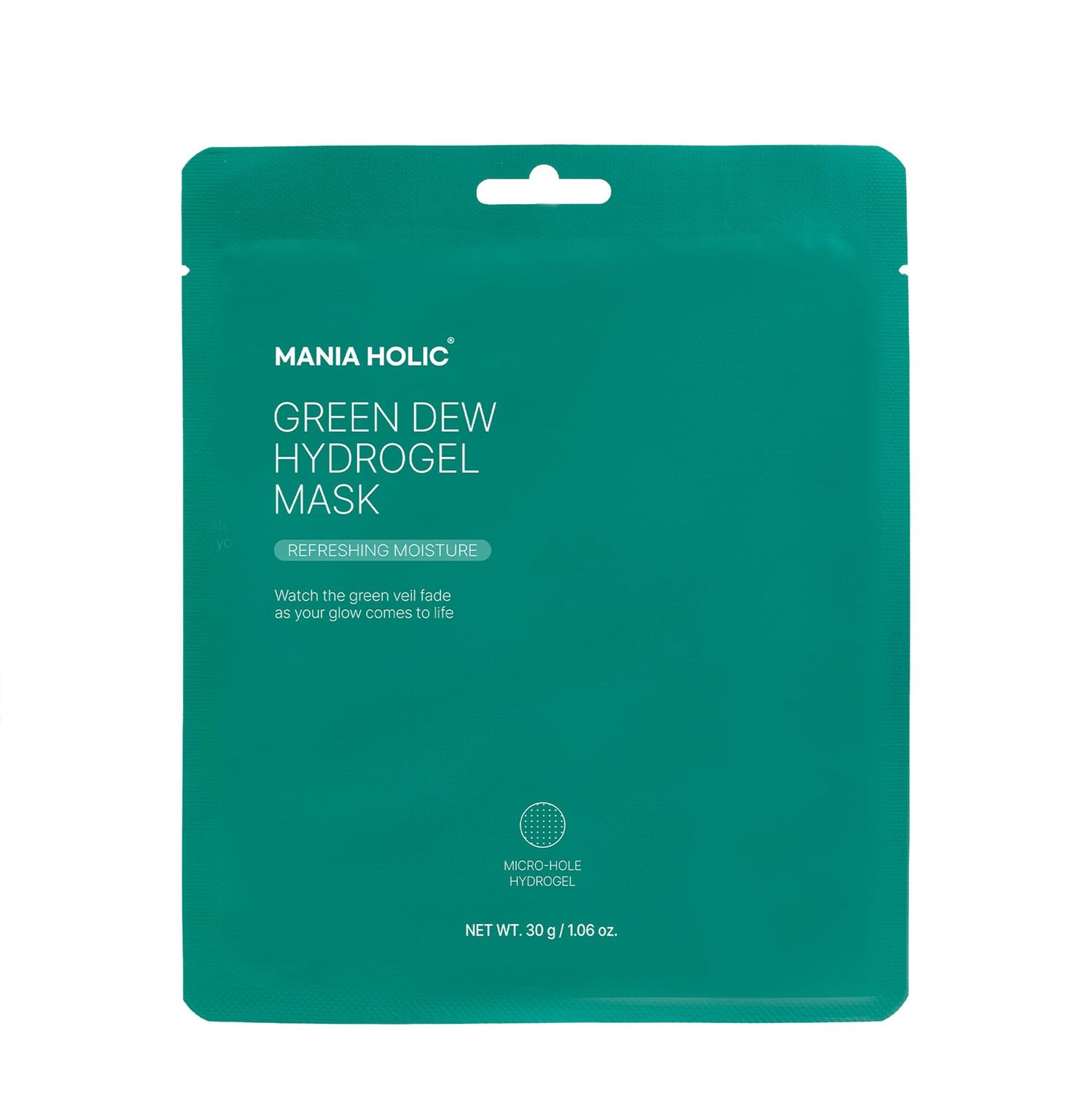 MANIA HOLIC Green Dew Hydrogel Mask Vegan Face Mask with Neem Leaf and CICA, Improves Elasticity, Radiance, Hydrating, Korean Skincare, 0.88 oz (1 sheet, 1.06 oz)