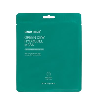 MANIA HOLIC Green Dew Hydrogel Mask Vegan Face Mask with Neem Leaf and CICA, Improves Elasticity, Radiance, Hydrating, Korean Skincare, 0.88 oz (1 sheet, 1.06 oz)