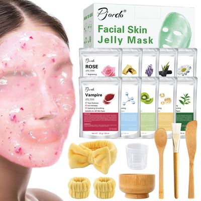 Pjordo Jelly Masks Set for Facials Professional Spa,10 Pack Jelly Mask Powder with Mixing Bowl Set, Peel Off Hydrojelly Mask for Hydrating, Nourishing &amp; Soothing, Gift for mom, Mothers Day gift idea