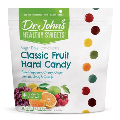 Dr. Johns Sugar Free Candy, Healthy Hard Candy with Zero Sugar, Low Calorie Snacks, Keto Friendly, Vegan, Gluten Free, Classic Fruit Flavors, 252 Count, 2.5 LB