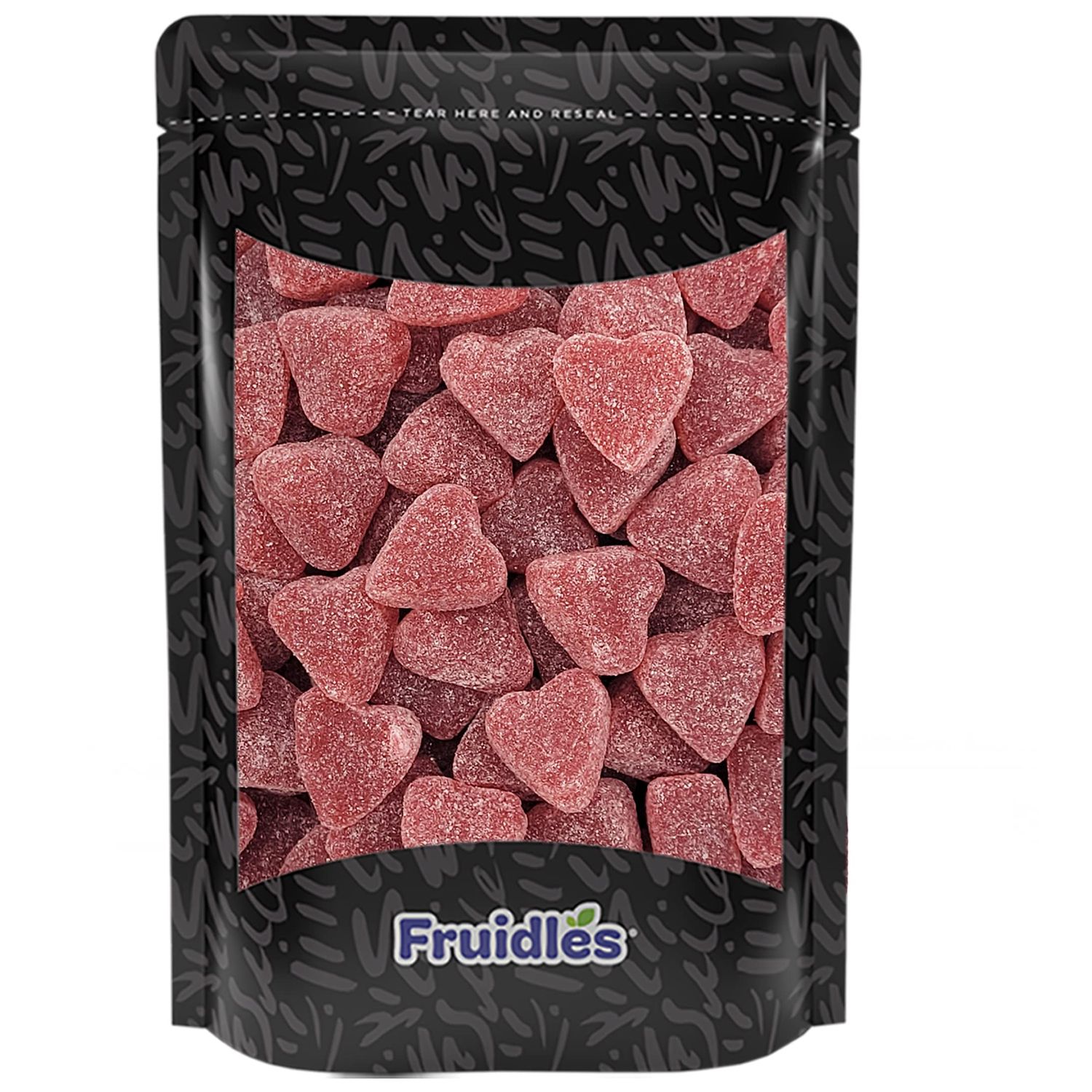 Fruidles Valentine&#39;s Coated Cinnamon Jelly Hearts, Delicious Gummy Candy, Fun and Festive Holiday Gummi Snacking, Party Favor (1 Pound)