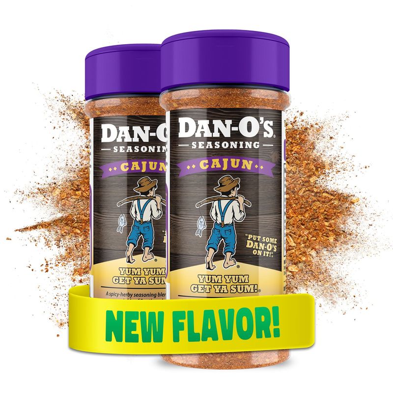 Dan-O&#39;s Cajun Seasoning, 2.8 oz Bottle, 2 Pack, Spicy Seasoning for Gumbo, Jambalaya, Shrimp, Chicken and More, Sugar Free, Zero Calorie, Use this Spice Blend to Craft a Marinade, Dry Rub or Sauce