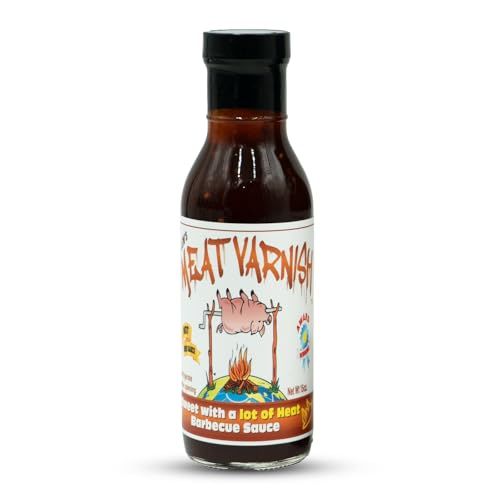 Lems Meat Varnish Hot BBQ Marinade - Spicy BBQ Sauce for Meat, Chicken, and More - Gluten Free Spicy BBQ Sauce - Best for Grilling, Smoking &amp; Marinating - 15 oz Bottle