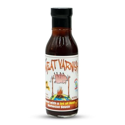 Lems Meat Varnish Hot BBQ Marinade - Spicy BBQ Sauce for Meat, Chicken, and More - Gluten Free Spicy BBQ Sauce - Best for Grilling, Smoking &amp; Marinating - 15 oz Bottle